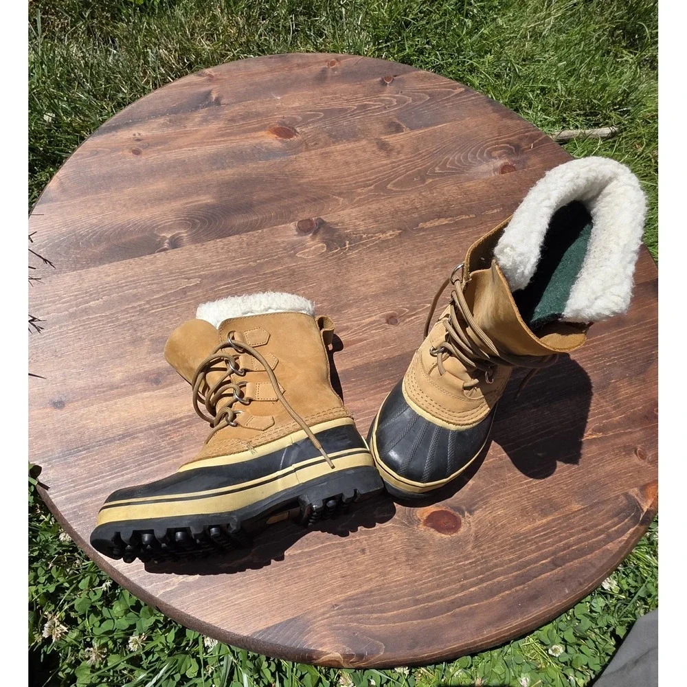 Sorel Caribou Waterproof Winter Snow Boots Women's Size 6 Tan Black Insulated...
